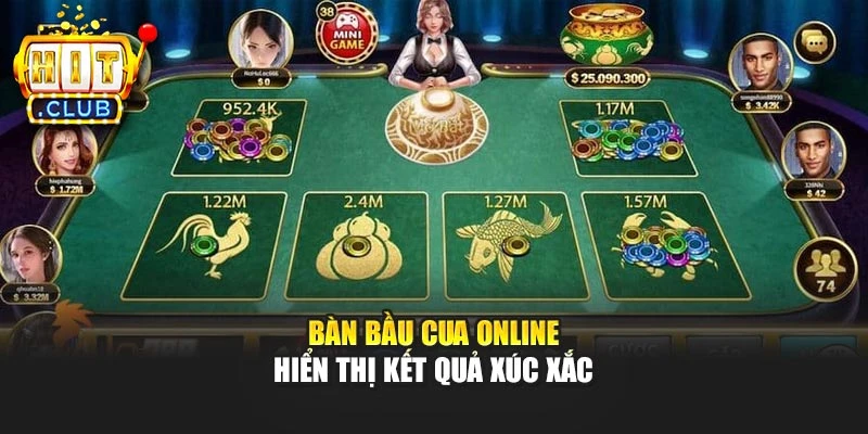 Bàn Bầu Cua Online hiển thị kết quả xúc xắc